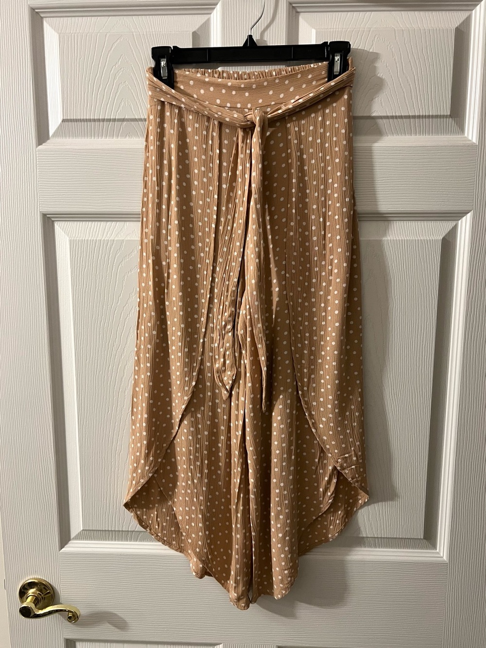 Billabong Light Pink Tan Polka Dot Flowy Pants